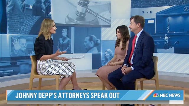 <p>Savannah Guthrie interviewed Johnny Depp’s attorneys on the Today show on Wednesday morning</p>