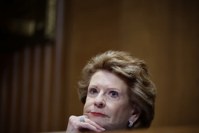 <p>Senator Debbie Stabenow, a Democrat from Michigan, at Tuesday’s Senate Finance Committee hearing</p>