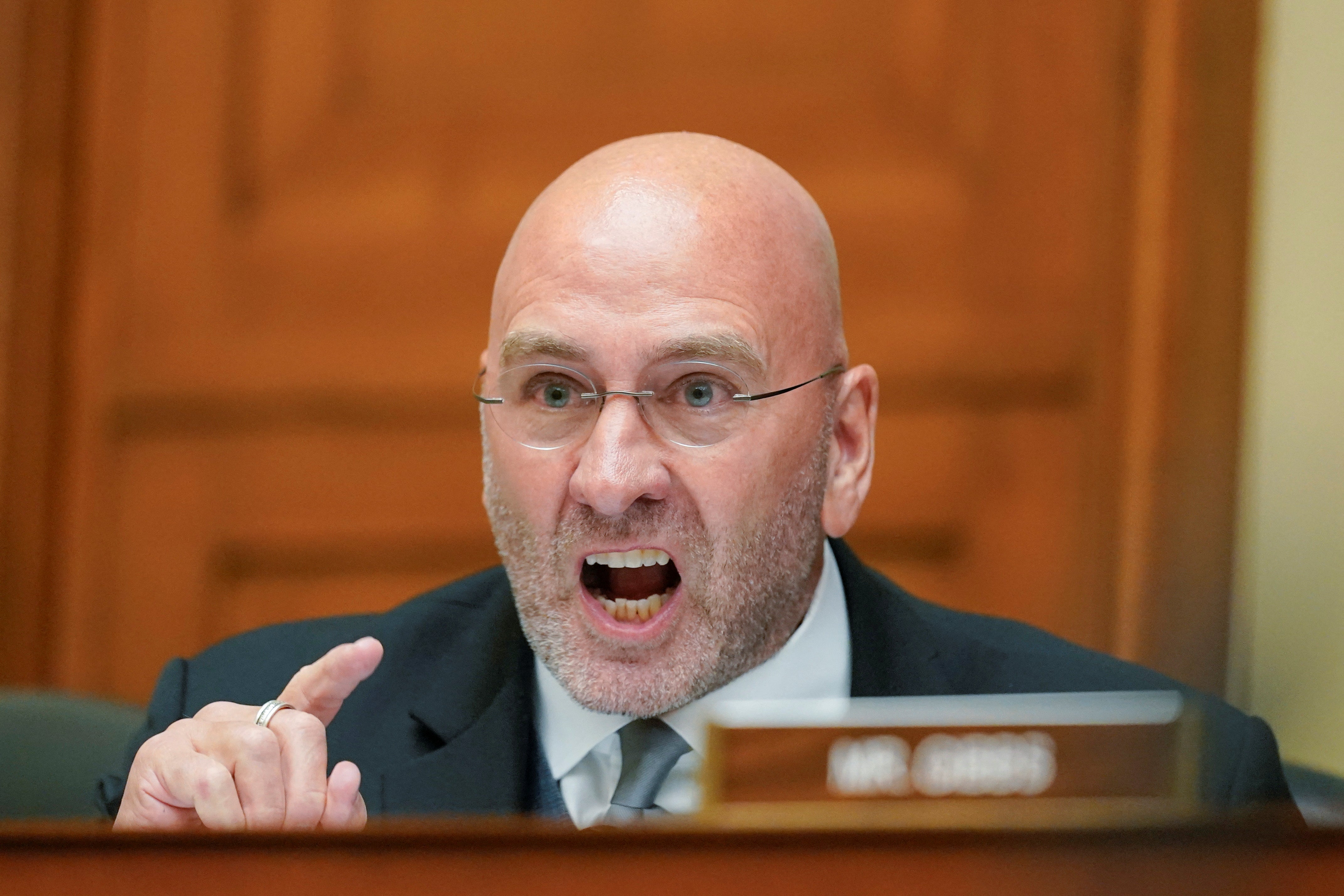 U.S. Representative Clay Higgins (R-LA) speaks during a House Committee on Oversight and Reform hearing on gun violence on Capitol Hill in Washington, U.S. June 8, 2022