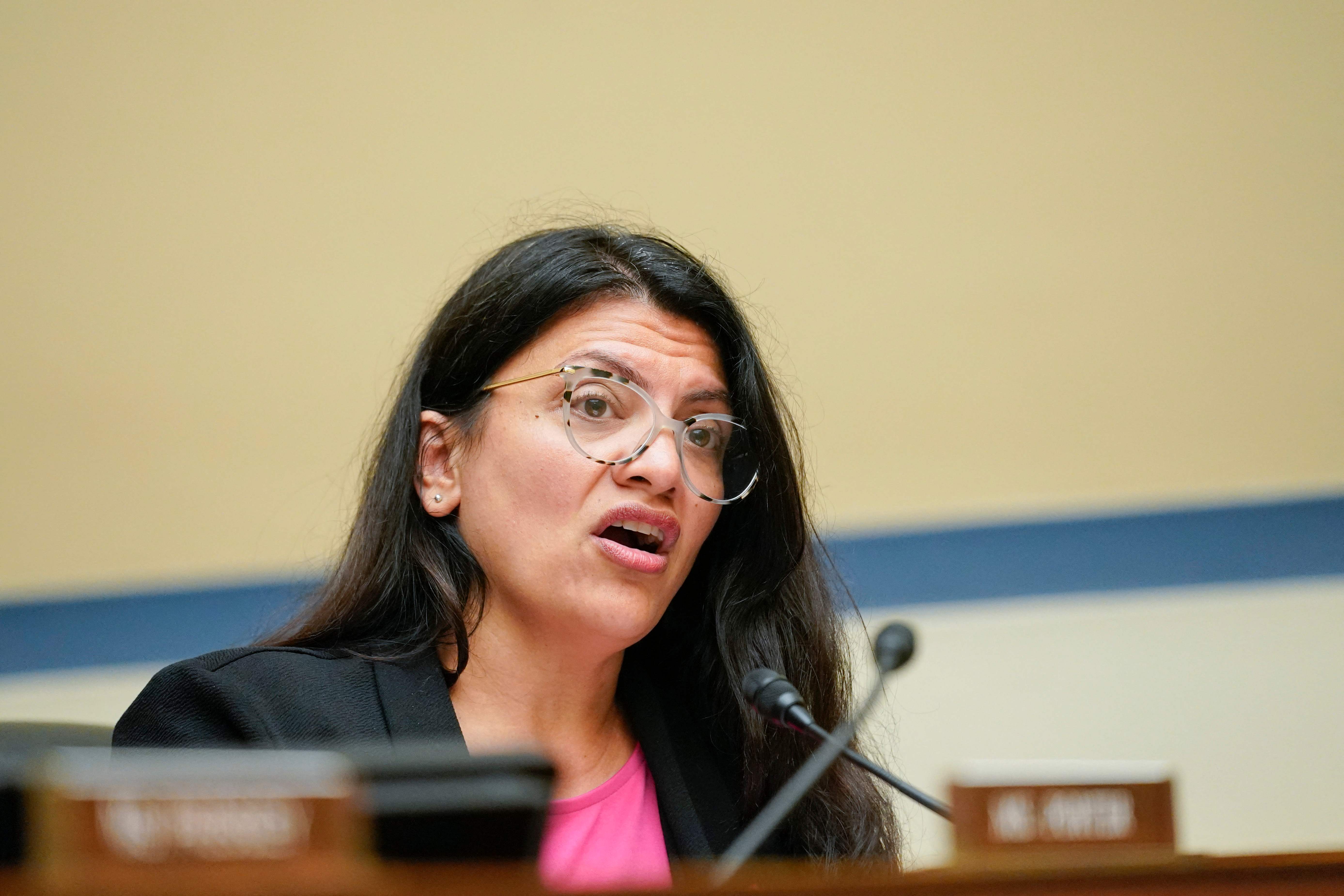US Representative Rashida Tlaib (D-MI) speaks during a House Committee on Oversight and Reform hearing on gun violence on Capitol Hill in Washington, DC, on June 8, 2022
