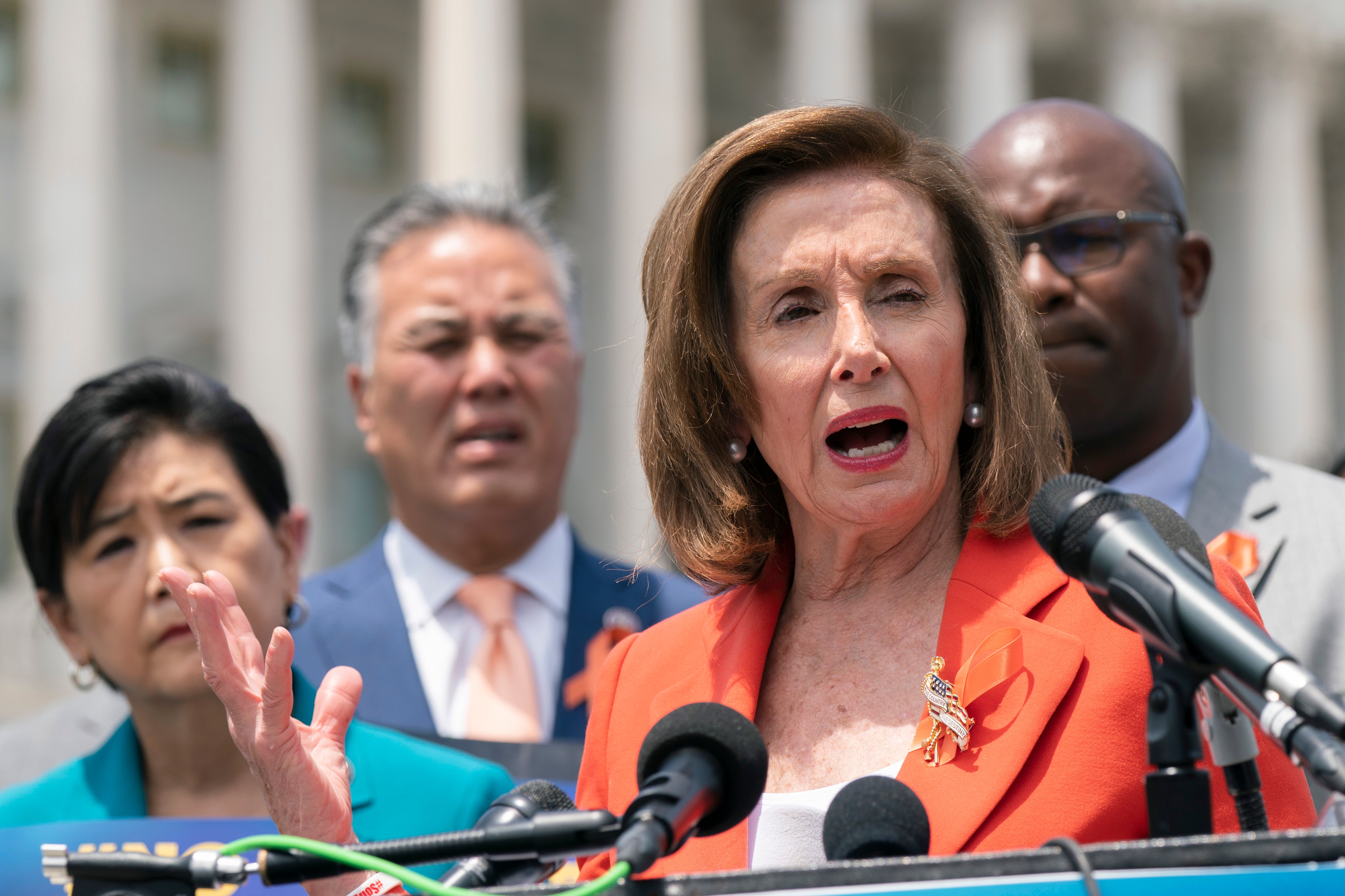Nancy Pelosi holds a news conference in Washington on Wednesday, the day of the House vote