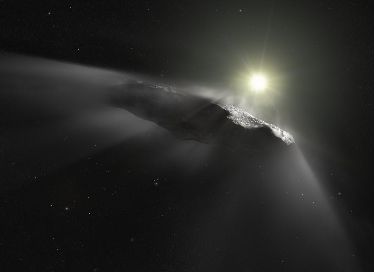An artist’s impression of the extrasolar object, which passed near the Sun in 2017
