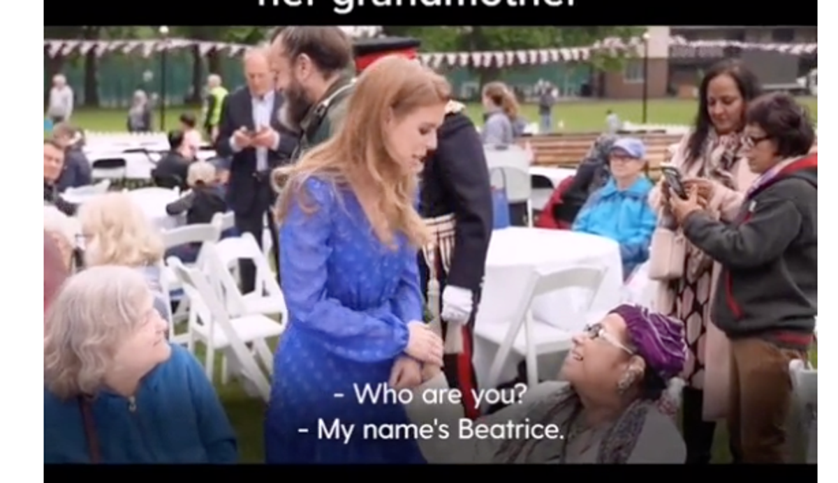Princess Beatrice graciously explains who she is to oblivious royal fan in awkward jubilee video