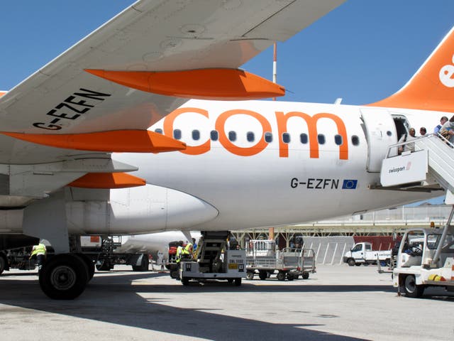<p>easyJet Airbus A320 at Catania airport, currently off limits to flights from the UK </p>
