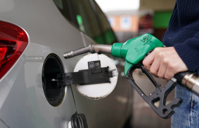 <p>The average cost of filling a typical family car with petrol has exceeded £100 for the first time (Joe Giddens/PA)</p>