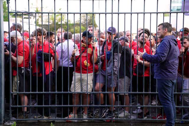 <p>Liverpool fans endured a chaotic build-up to the Champions League final (Adam Davy/PA)</p>