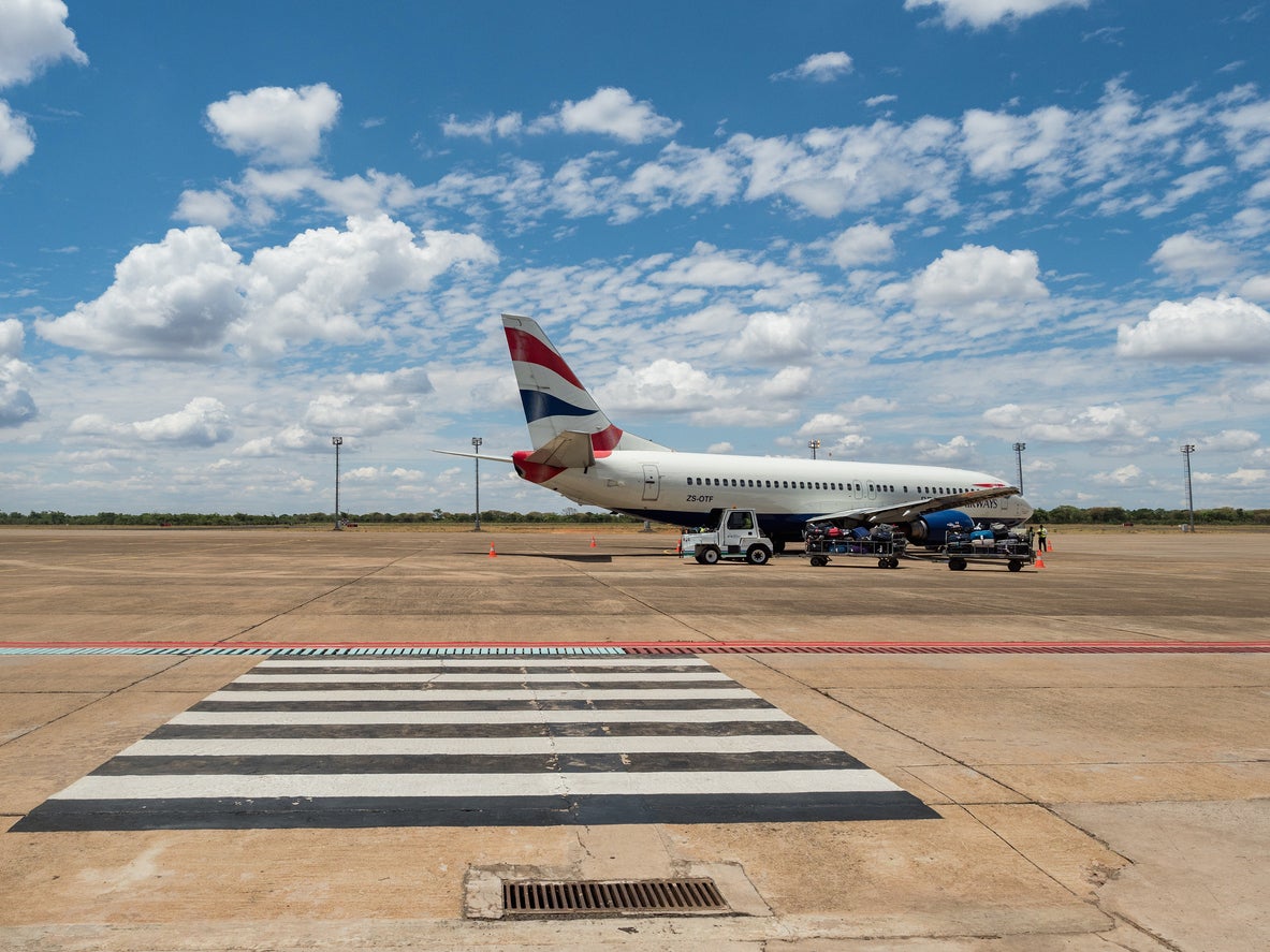 A Comair/British Airways Boeing 737-436 in Livingstone, Zambia