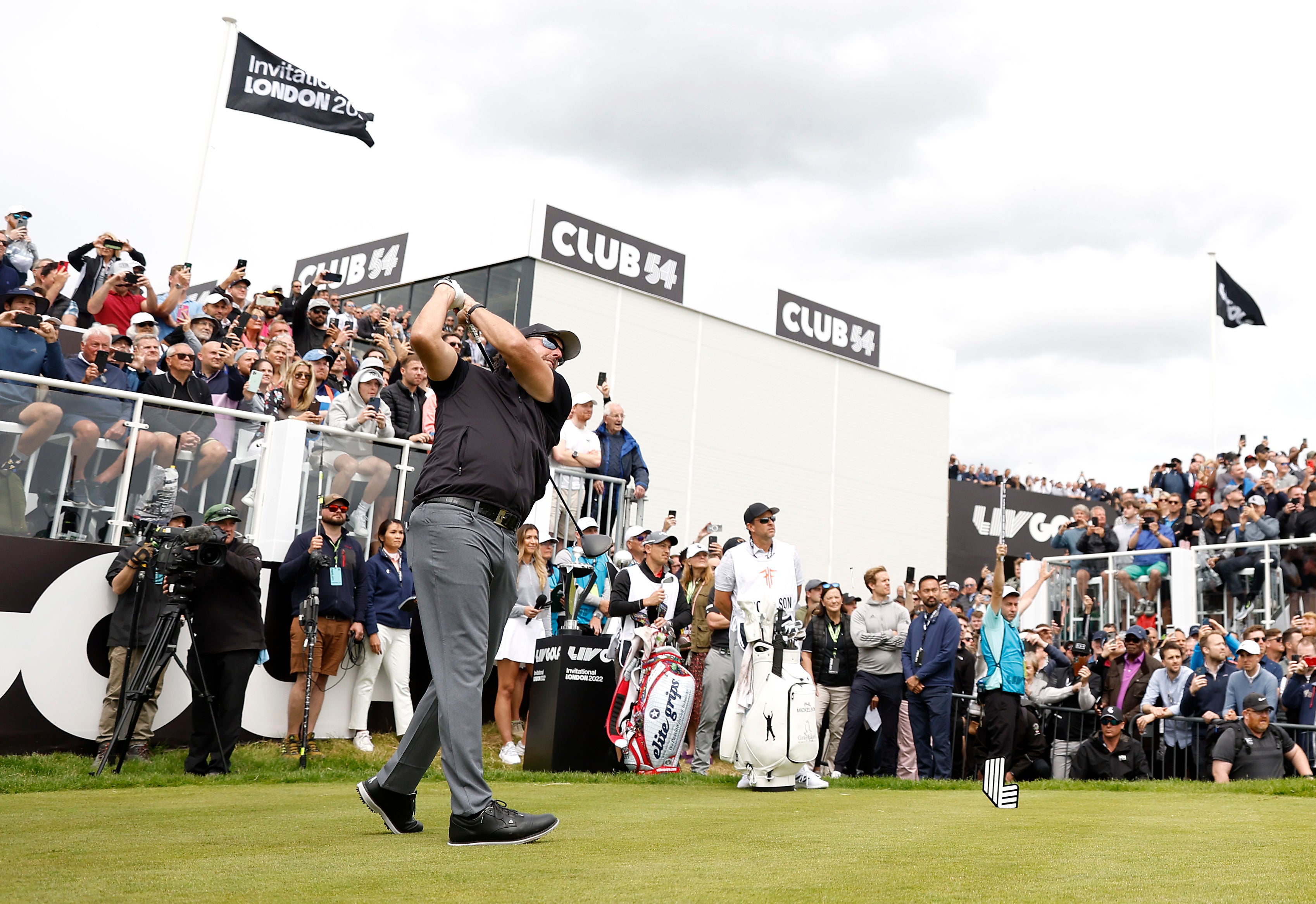Phil Mickelson tees off at Centurion Club on day one