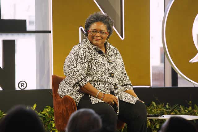 <p>Prime Minister of Barbados, Mia Mottley, speaking at the Global Citizen NOW summit in New York in May, where she gave an exclusive interview to The Independent</p>