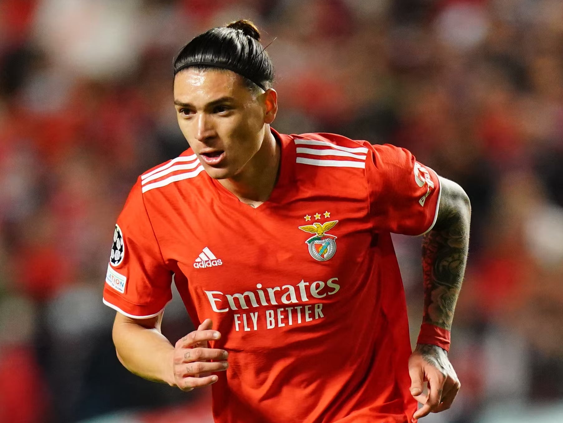 Despite reports that 22-year-old Benfica striker Darwin Nunez has agreed on personal terms with Liverpool, the Daily Express writes that his agent will meet with Manchester United, who are looking to block the move to Anfield (Adam Davy/PA)