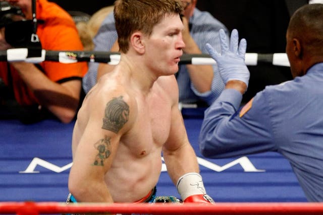 <p>Ricky Hatton during his knockout defeat by Manny Pacquiao in 2009</p>