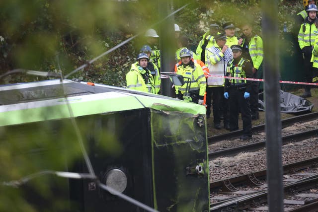 The scene of the tram crash(Steve Parsons/PA)