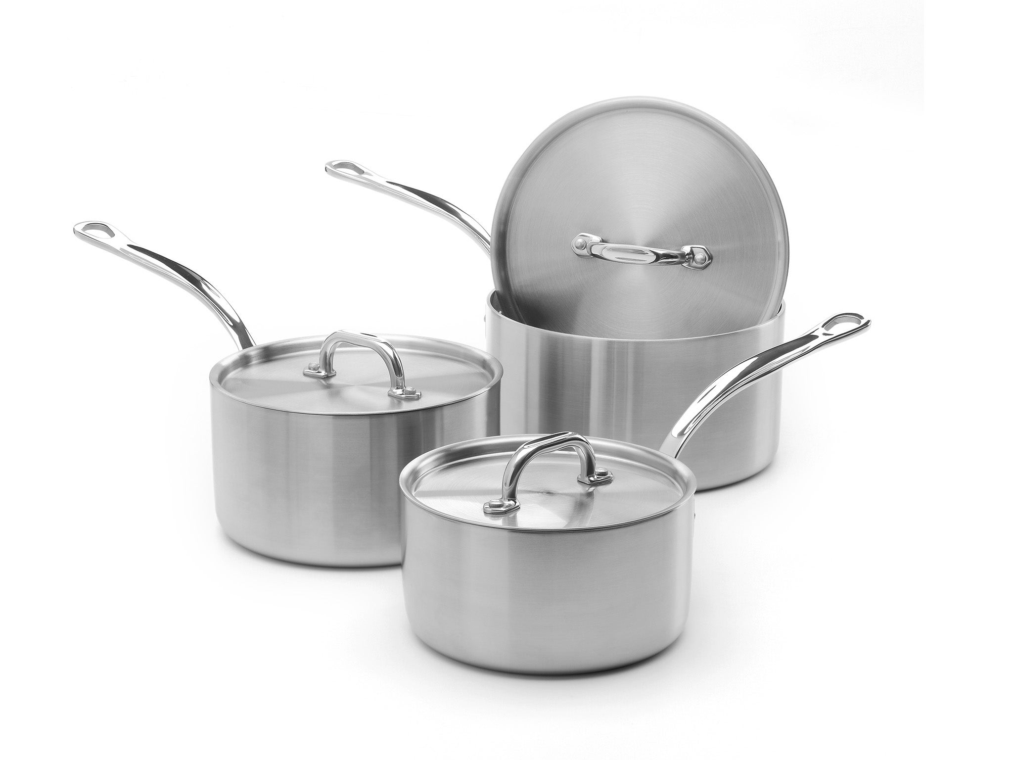 Samuel Groves 3-piece classic stainless steel tri-ply saucepan set  indybest
