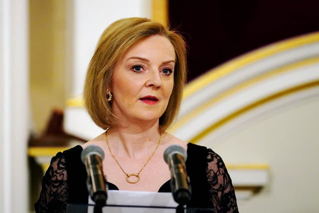 Foreign Secretary Liz Truss speaking at the Easter Banquet at Mansion House in the City of London. Picture date: Wednesday April 27, 2022.