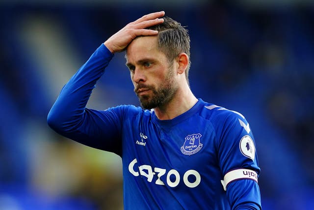 <p>Gylfi Sigurdsson in action against Wolves in May, 2021</p>