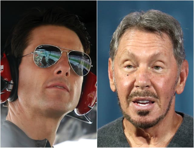 <p>Tom Cruise (left) and Larry Ellison</p>