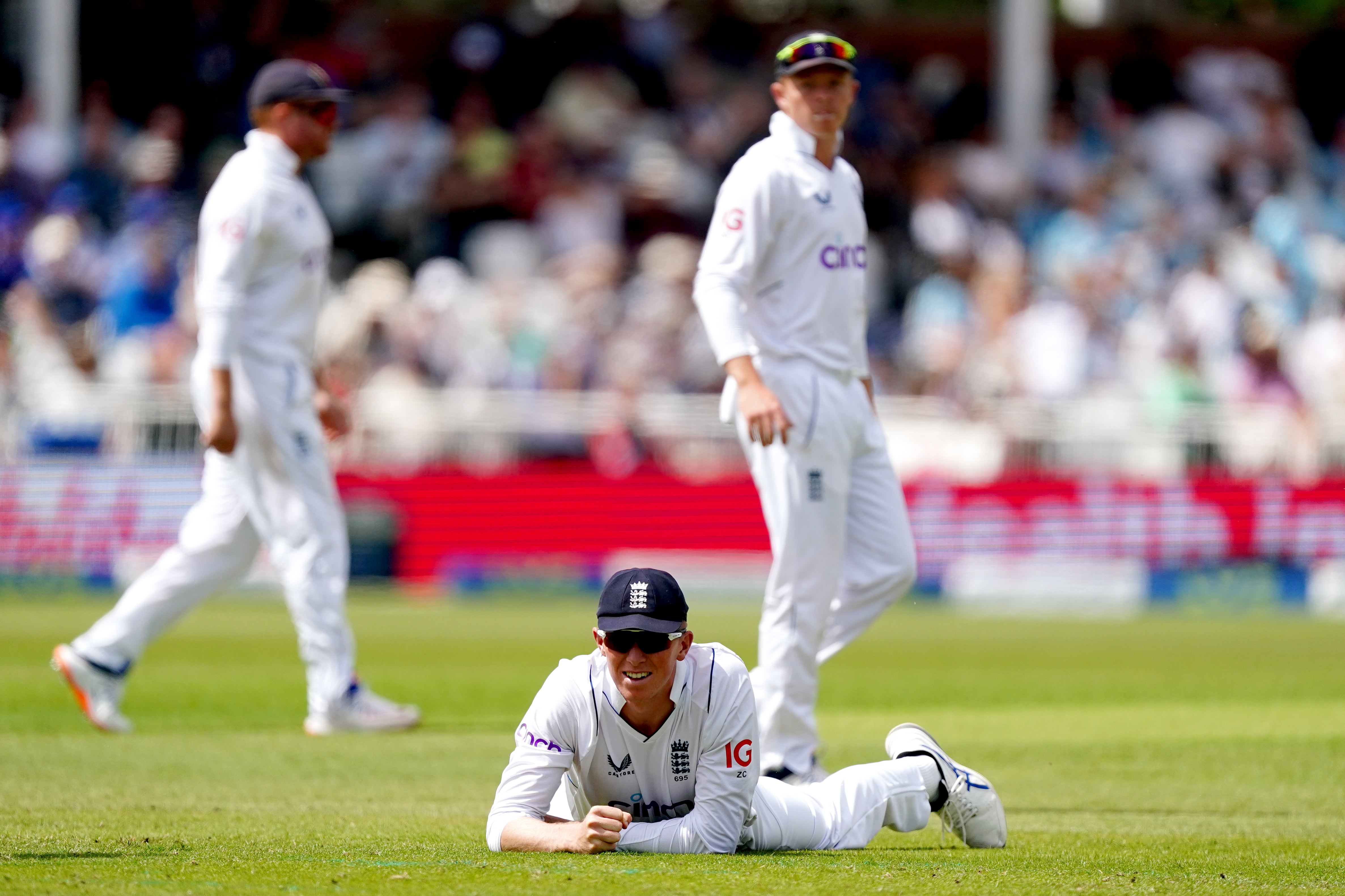Zak Crawley after his dropped catch (Mike Egerton/PA)