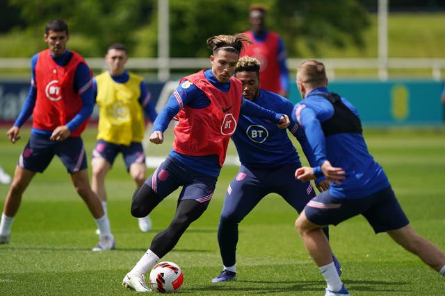 England players in training ahead of the Nations League match with Italy (Joe Giddens/PA)