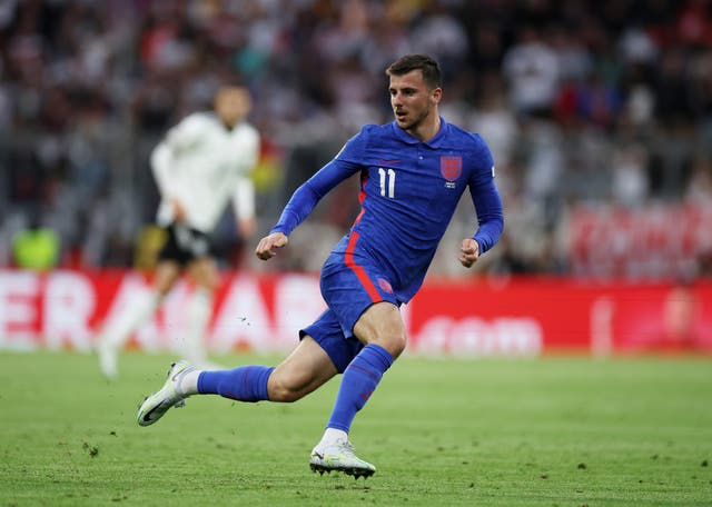 <p>Mason Mount of England in action at the Allianz Arena</p>