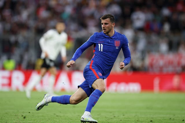 <p>Mason Mount of England in action at the Allianz Arena</p>
