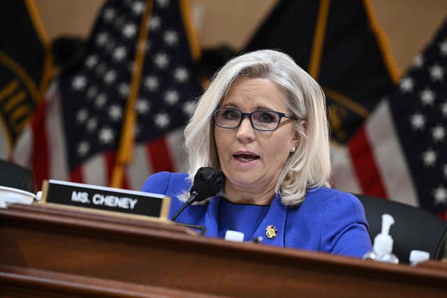 <p>US Representative Liz Cheney speaks during a House Select Committee hearing to Investigate the January 6th Attack on the US Capitol</p>