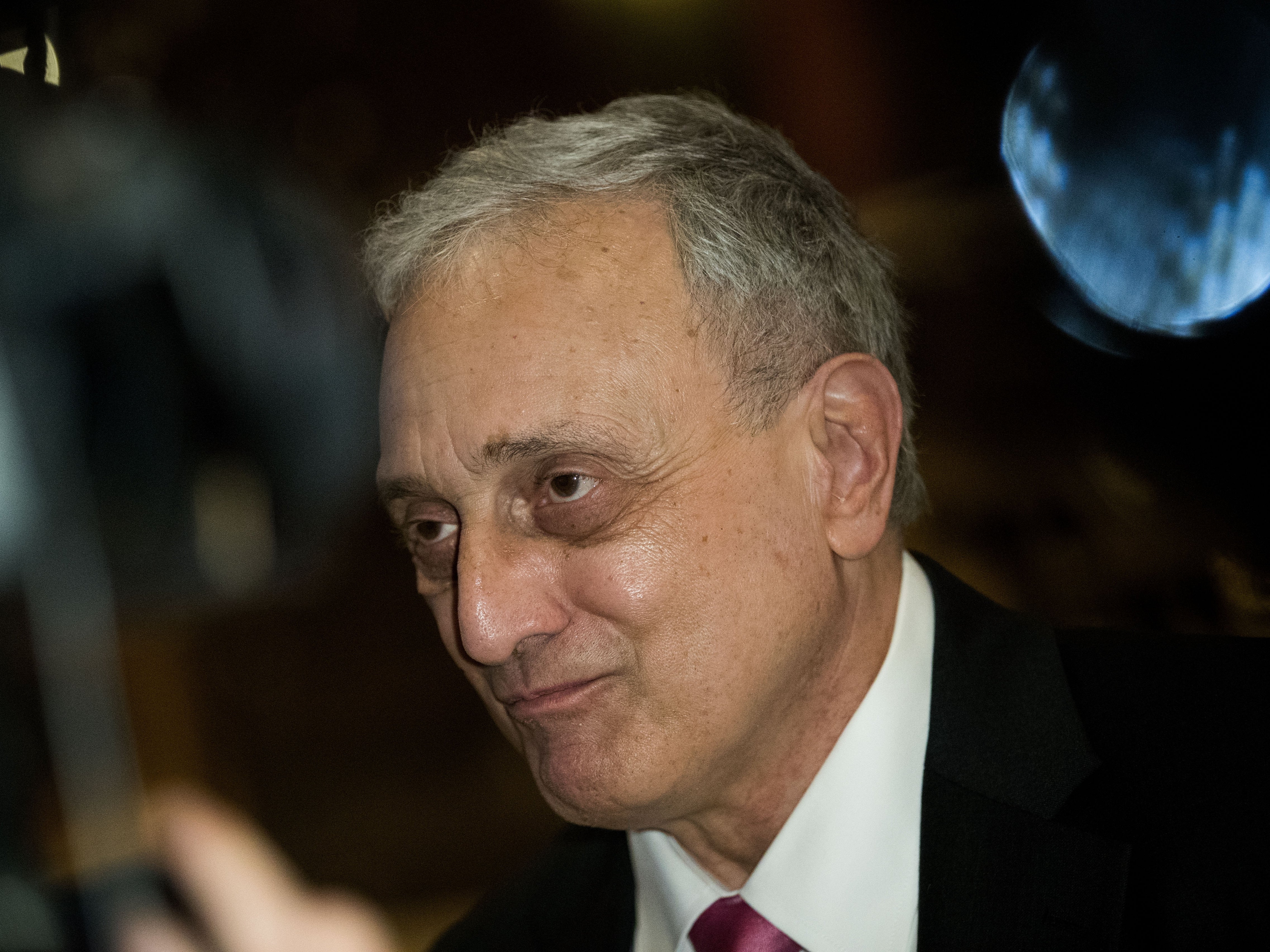 Carl Paladino, former New York gubernatorial candidate, speaks to reporters in the lobby at Trump Tower, December 5, 2016 in New York City