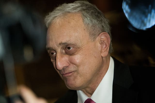 <p>Carl Paladino, former New York gubernatorial candidate, speaks to reporters in the lobby at Trump Tower, December 5, 2016 in New York City</p>