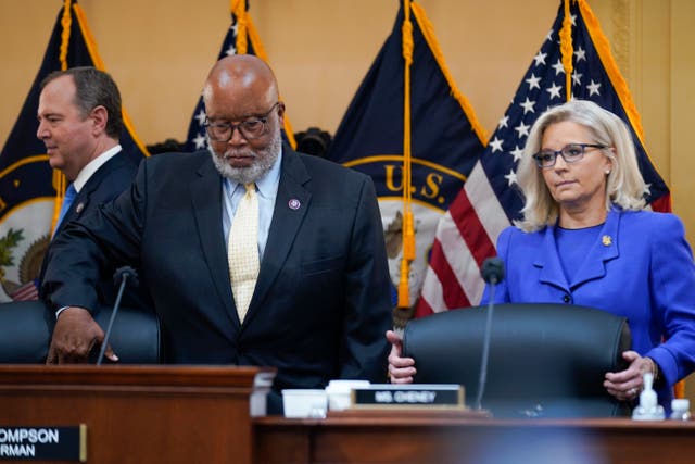 <p>The chair and vice chair of the January 6 committee, Bennie Thompson and Liz Cheney </p>