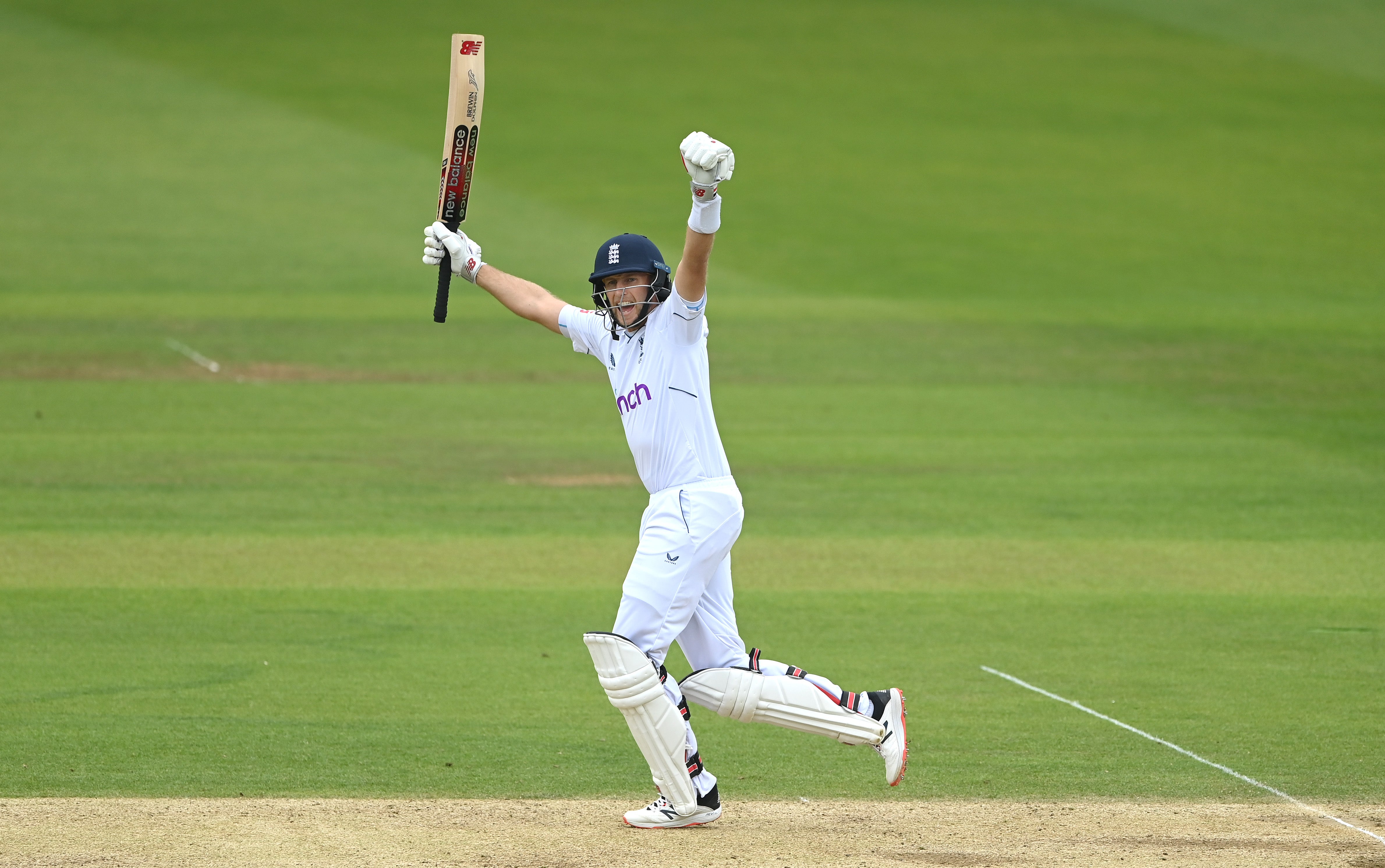 Mighty win: Joe Root celebrates England’s Test victory over New Zealand