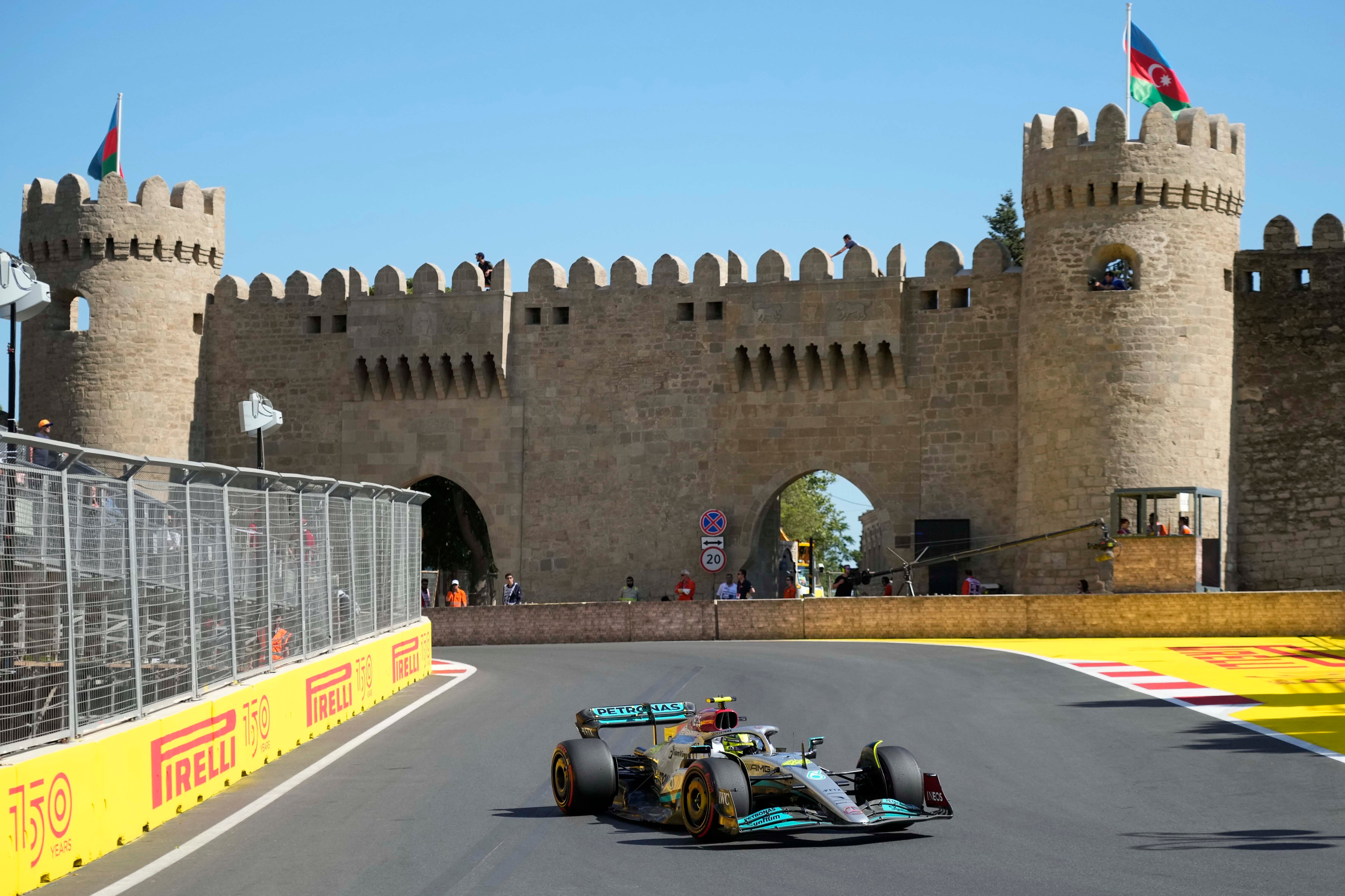 Lewis Hamilton faces a stewards’ investigation for “driving unnecessarily slowly” (Sergei Grits/AP)