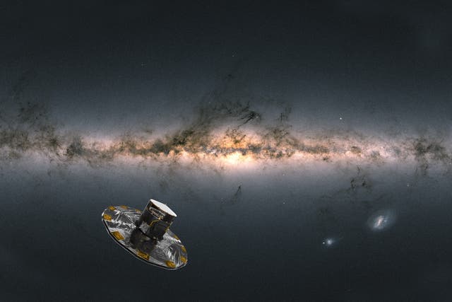 <p>An artist’s conception of the European Space Agency’s Gaia space telescope observing the galaxy</p>