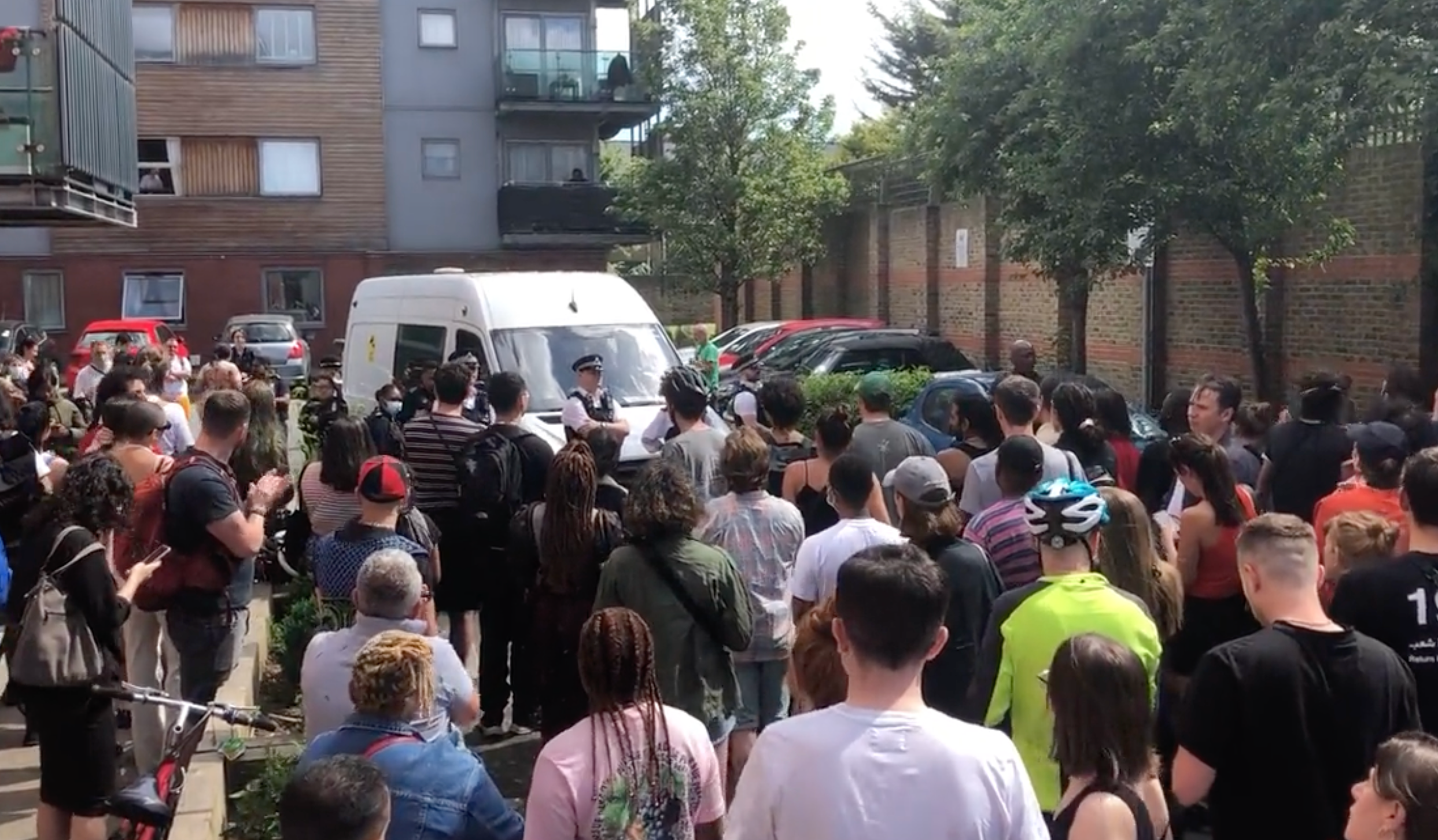 Protesters gathered to stop a van leaving Peckham containing a man arrested on suspicion of immigration offences