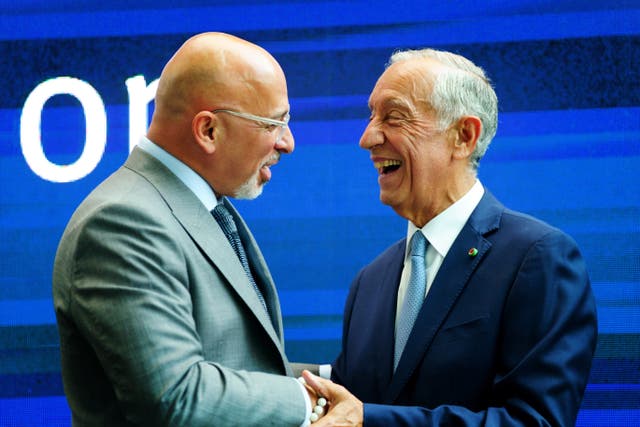 Education Secretary Nadhim Zahawi with the President of Portugal Marcelo Rebelo de Sousa (Victoria Jones/PA)