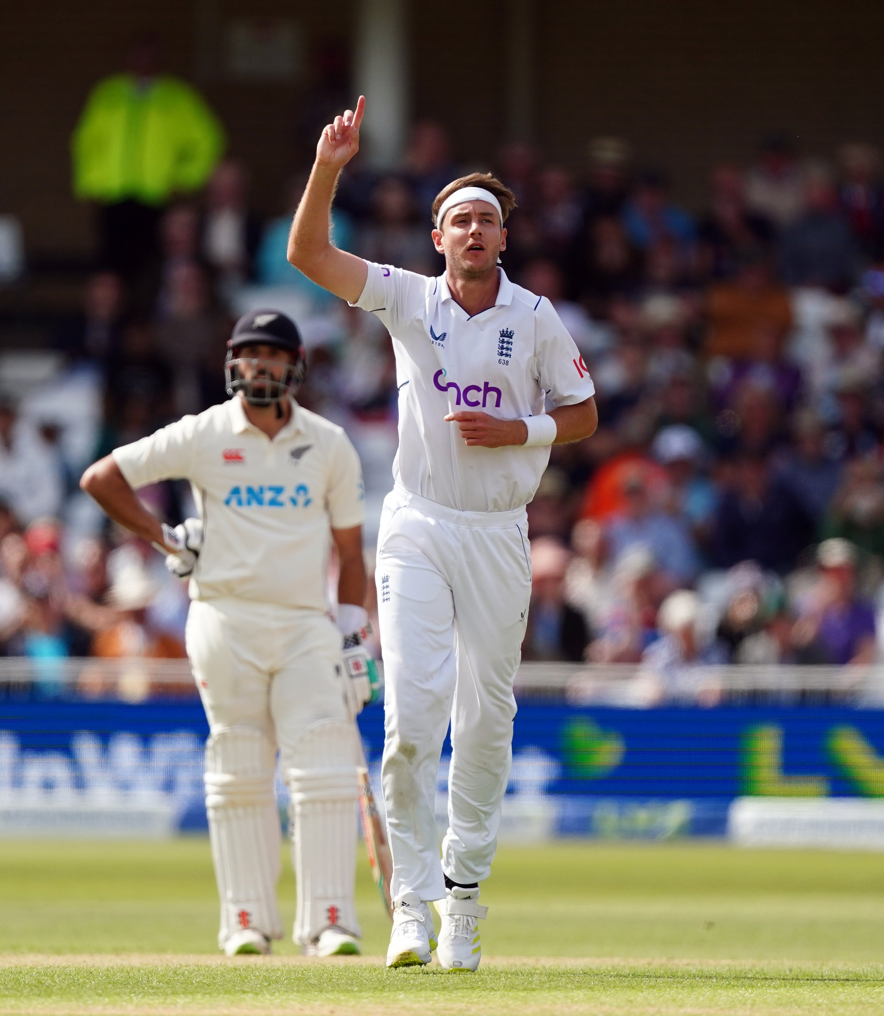 Stuart Broad took two quick wickets, including that of Kyle Jamieson (Mike Egerton/PA).