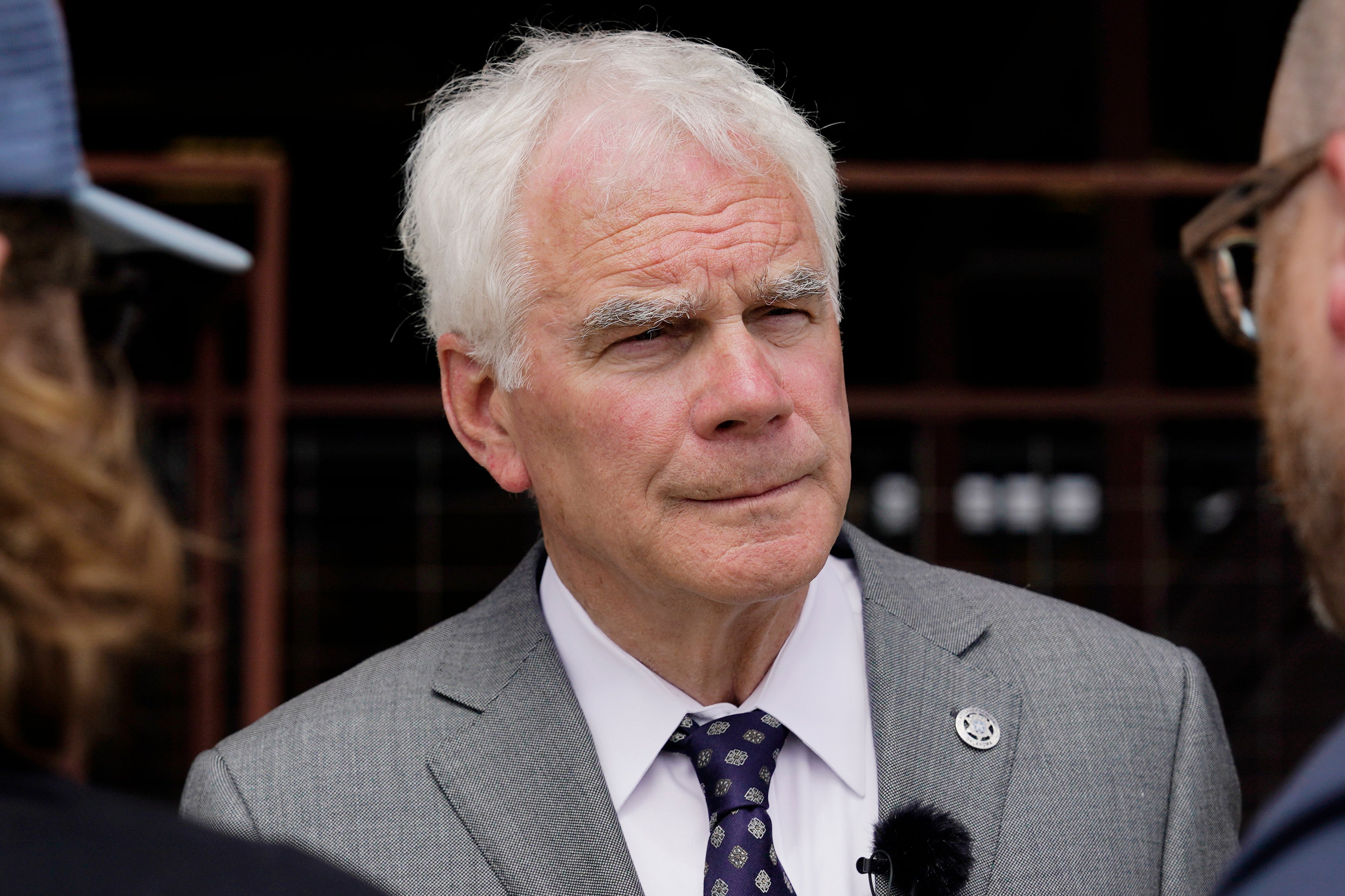 Oklahoma Attorney General John O'Connor speaks to reporters following a campaign event in Oklahoma City. Mr O’Connor is asking the Oklahoma Court of Criminal Appeals to set execution dates for 25 death row inmates