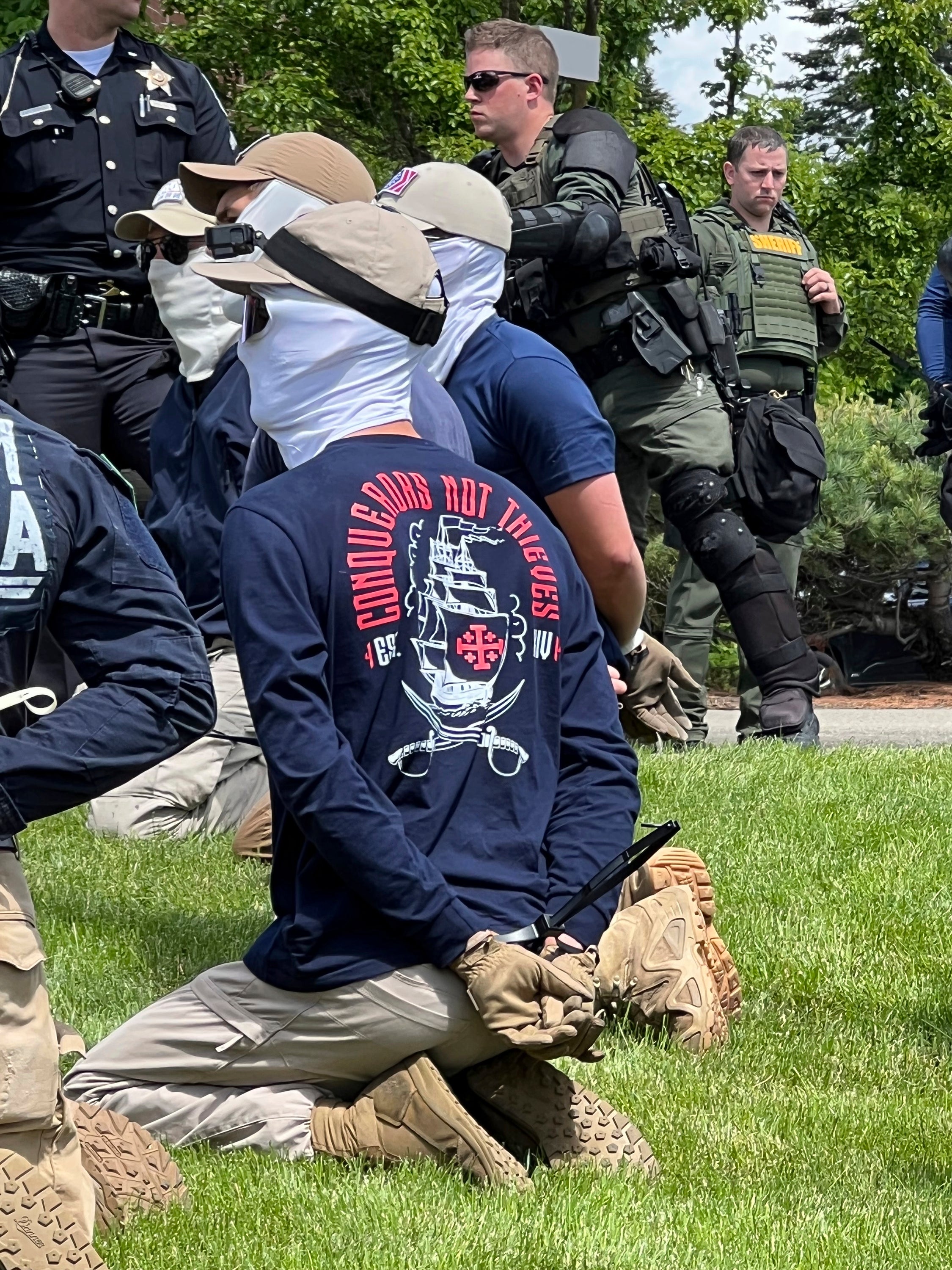 A member of the Patriot Front is arrested in Idaho on Saturday