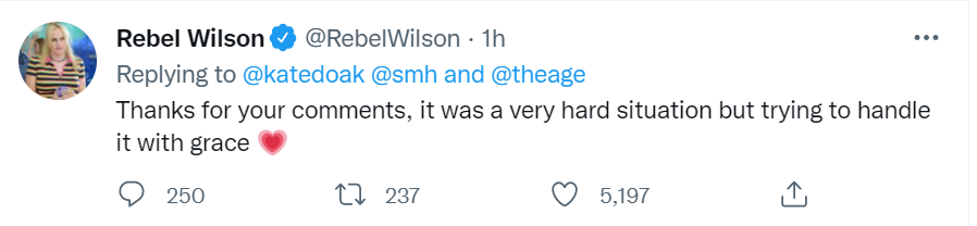Wilson tweeted about the events of the past week