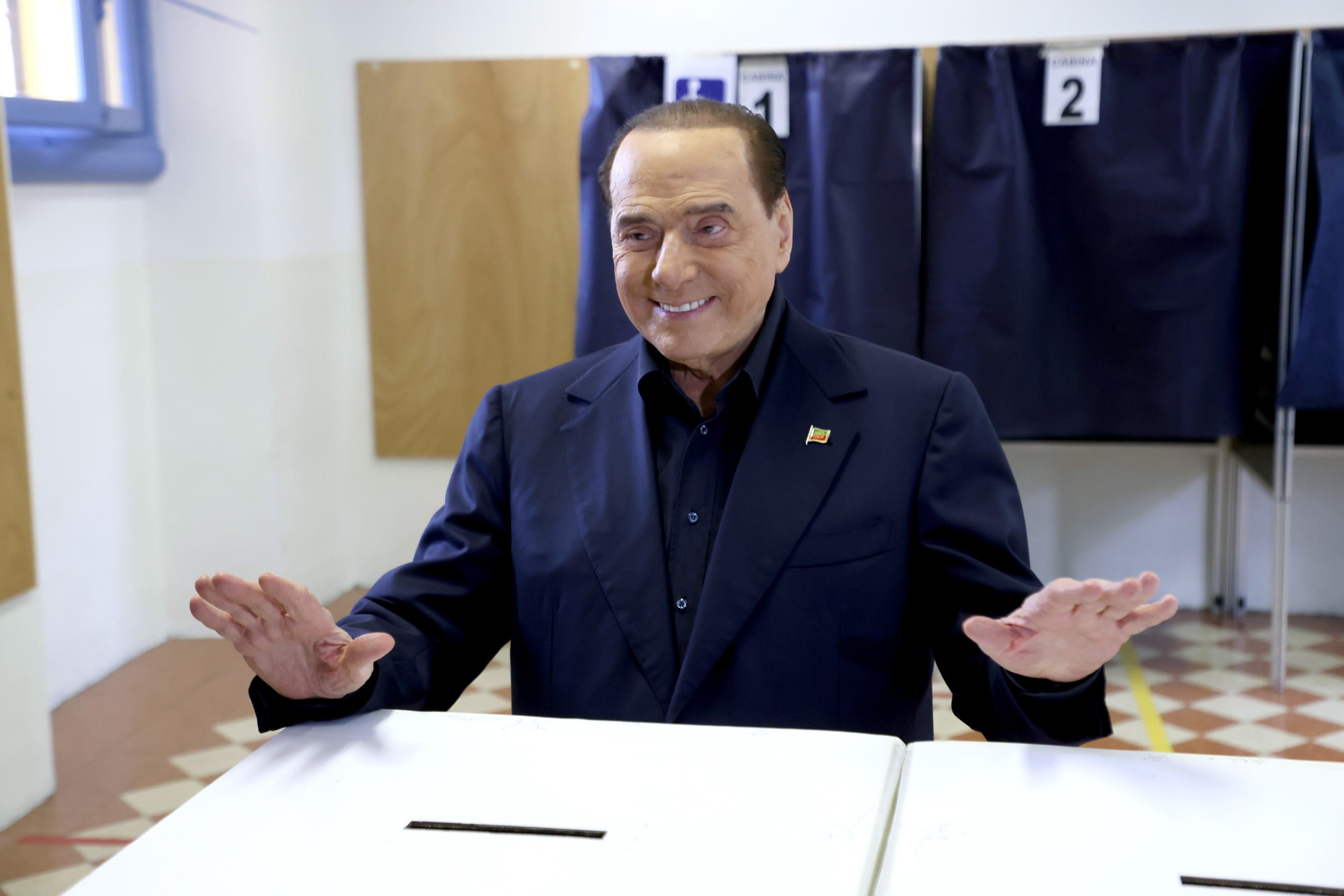 Leader of Italian party ‘Forza Italia’, Silvio Berlusconi votes