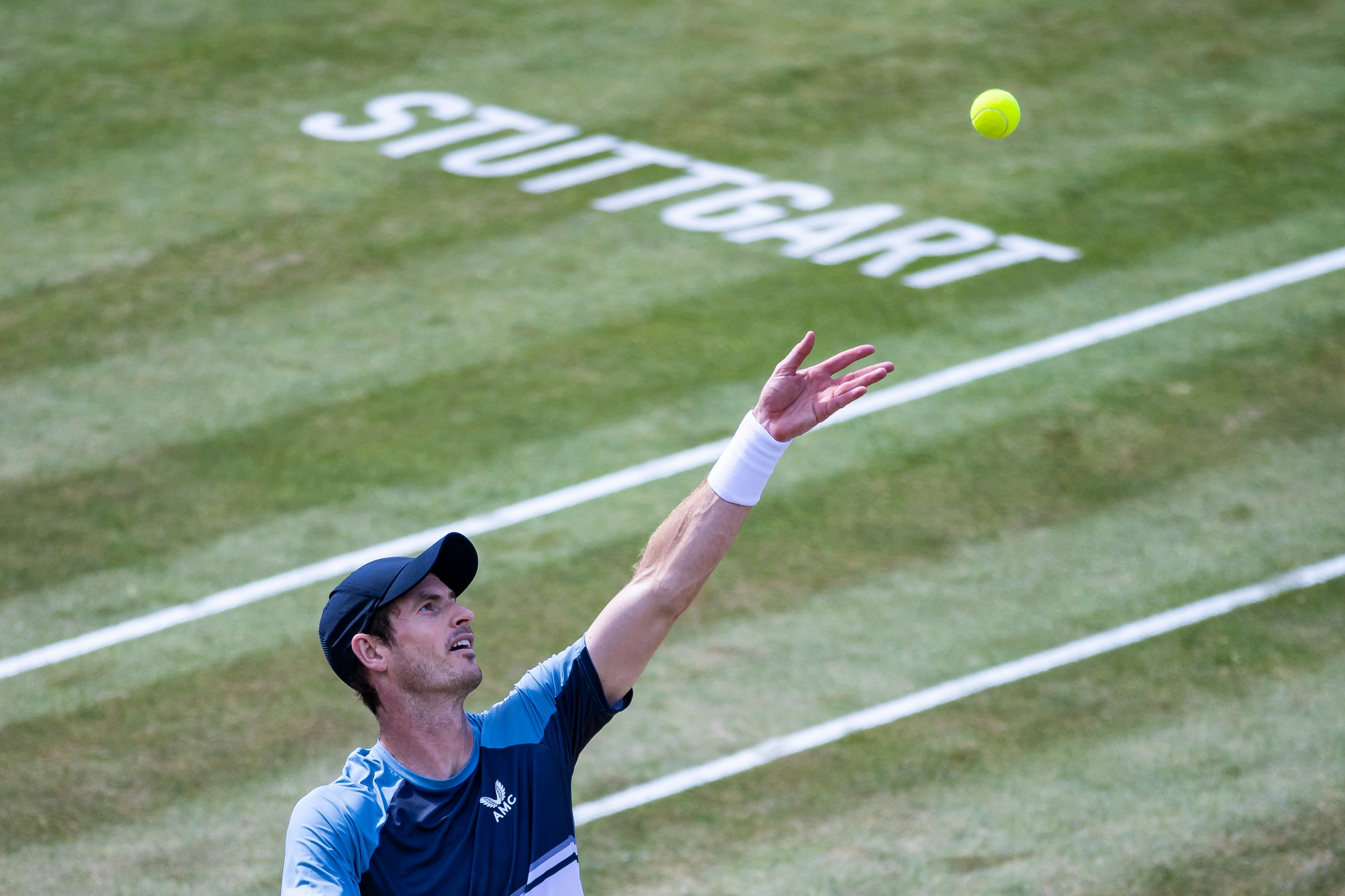 Andy Murray lines up in the Stuttgart final today