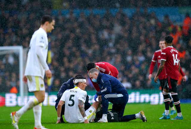 Robin Koch suffered with concussion during a match between Leeds and Manchester United in February (Mike Egerton/PA)