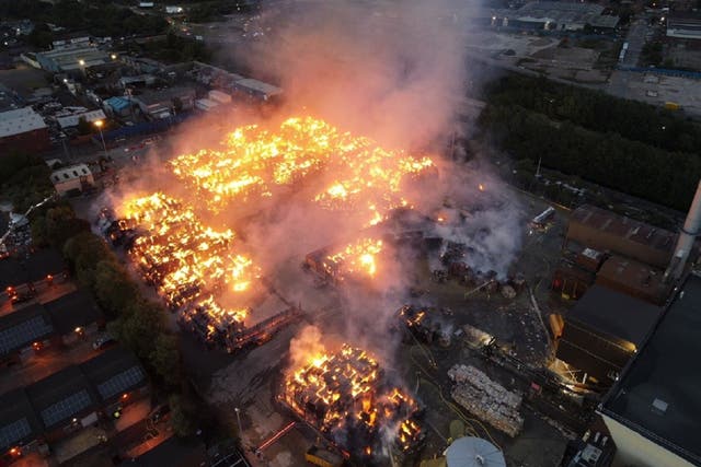 Recycling plant fire (West Midlands Fire and Rescue/PA)