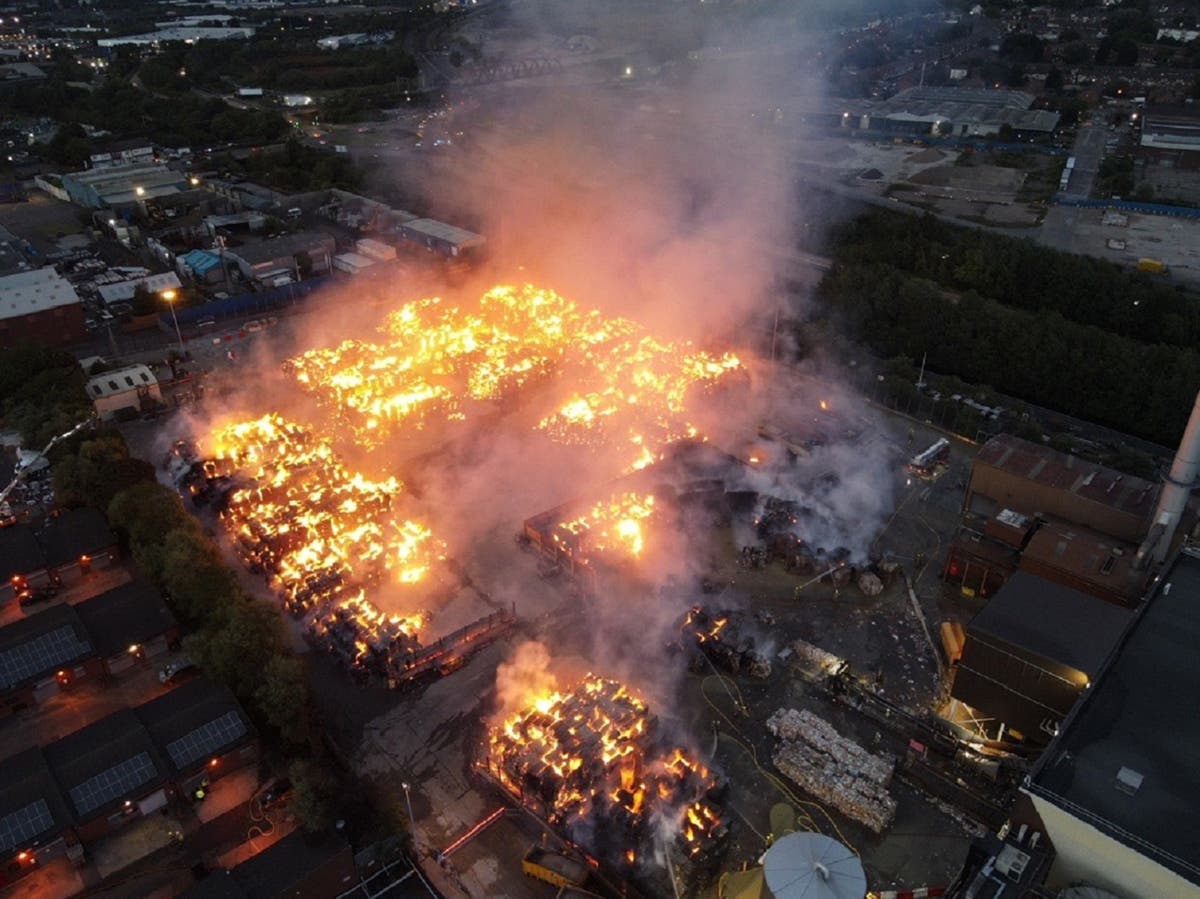 Thousands of tons of paper and card ablaze at recycling plant