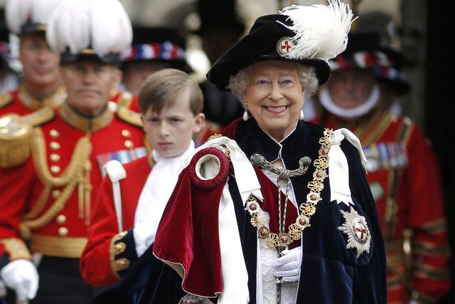 <p>The Queen at the Order of the Garter ceremony in June 2015</p>