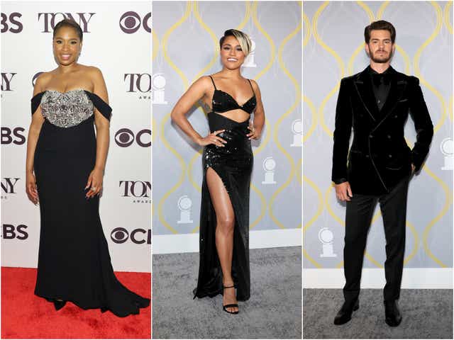 <p>From left to right: Jennifer Hudson, Ariana DeBose and Andrew Garfield attend the 75th annual Tony Awards</p>