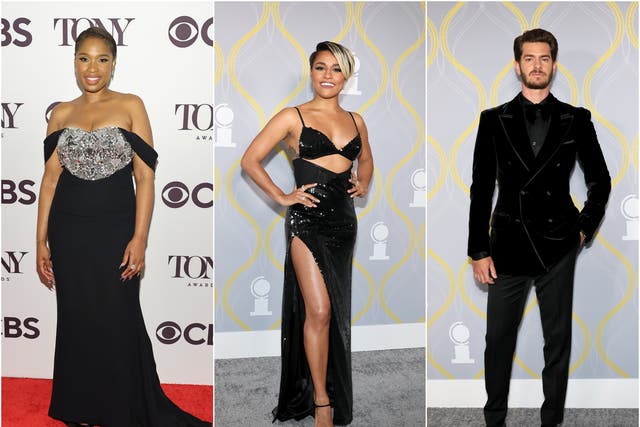 <p>From left to right: Jennifer Hudson, Ariana DeBose and Andrew Garfield attend the 75th annual Tony Awards</p>