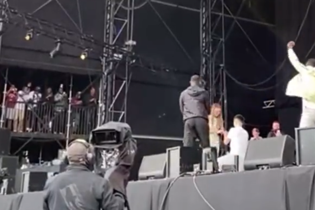 <p>The on-stage proposal at Parklife 2022</p>