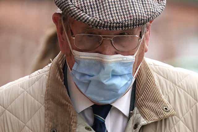<p>David Venables, 89, arrives at Worcester Crown Court, where he is accused of murdering his wife Brenda (Jacob King/PA)</p>
