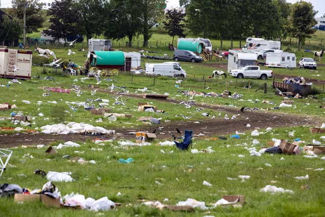 <p>Rubbish left by travellers after the weekends Appleby Horse Fair in Appleby-in-Westmorland, Cumbria</p>