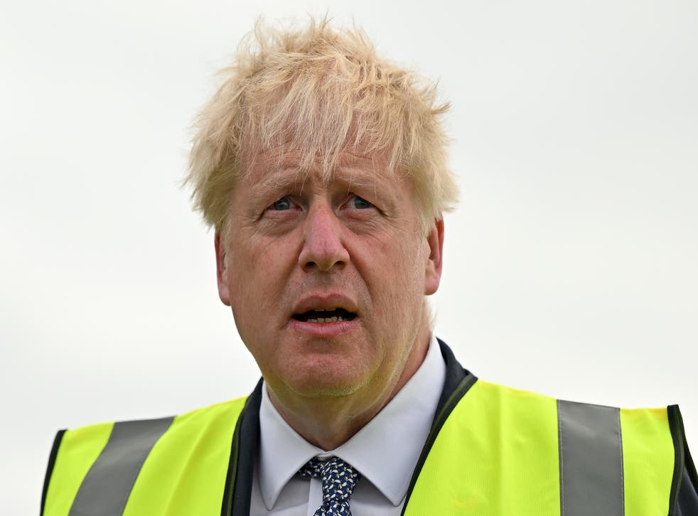 Prime Minister Boris Johnson during a visit to Southern England Farms Ltd in Hayle, Cornwall, ahead of the publication of the UK government’s food strategy white paper, Cornwall. Picture date: Monday June 13, 2022 (Justin Tallis/PA)