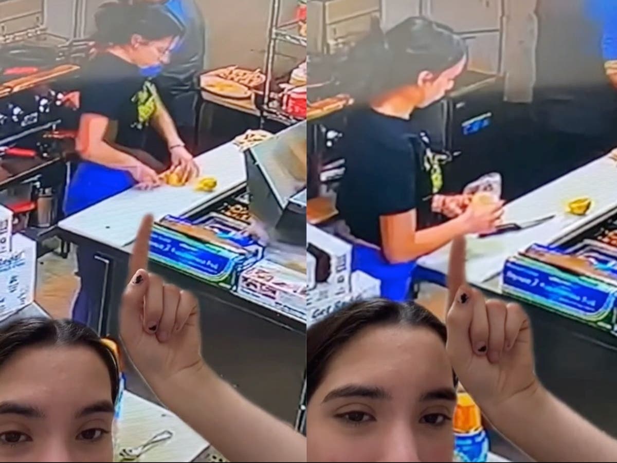 Woman reveals &lsquo;glitch in the simulation&rsquo; after showing surveillance footage of herself cutting a lemon at work